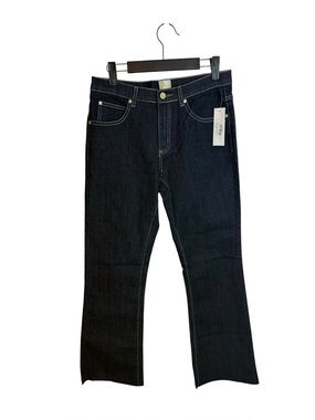 NWT Boo Gemes Dark Indigo Adriana Bootcut Raw Hem Jeans